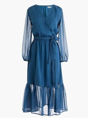 Point Sur from J. Crew Women’s Wrap Midi Chiffon Dress with Waist Tie